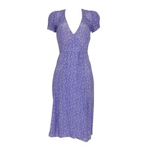 Realisation Par “Teale” beautiful purple floral printed silk wrap dress Sz S